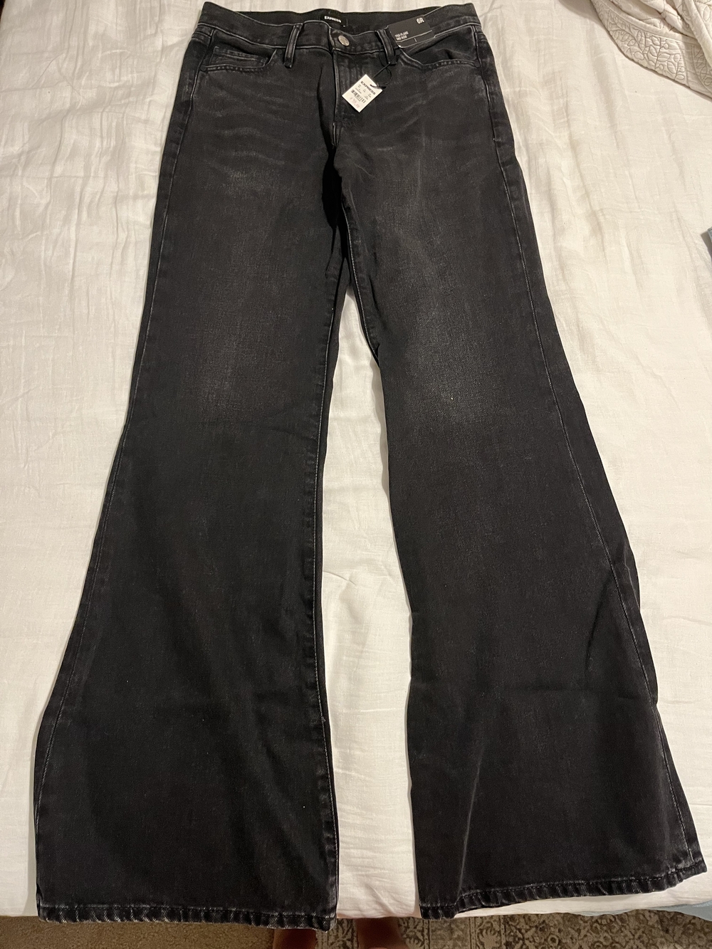 Express High Waisted '70s Flare Jeans Women's Black NWT